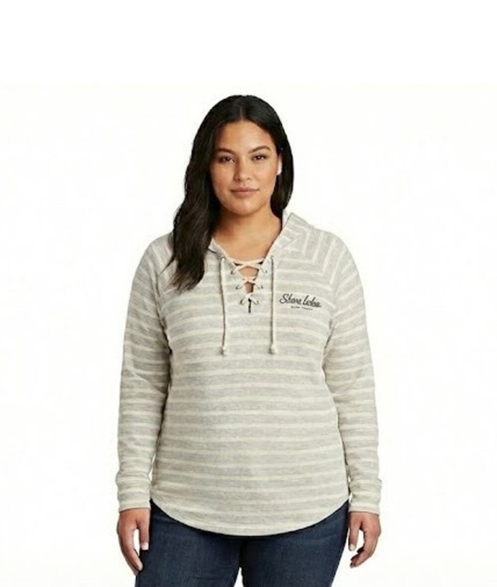 Hoodie Pullover 2X McCall Idaho Blue 84 Striped Lace-up V-Neck Lightweight